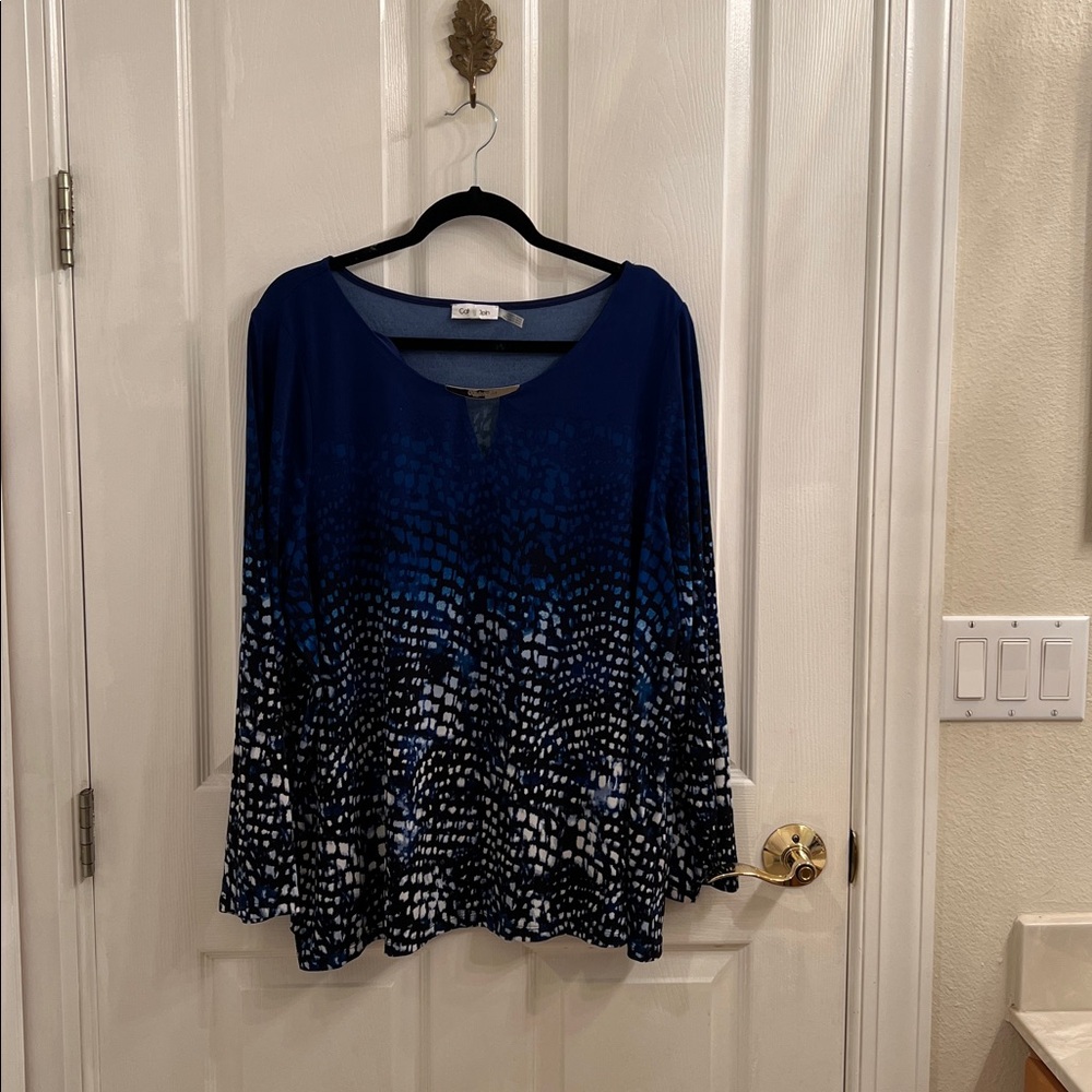 Calvin Klein Blue and White Blouse